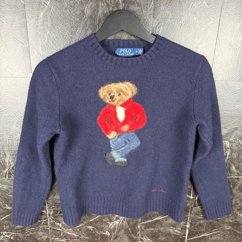Polo Ralph Lauren Vtg Rare James Dean Polo Bear Wool Cashmere Sweater Fits Small